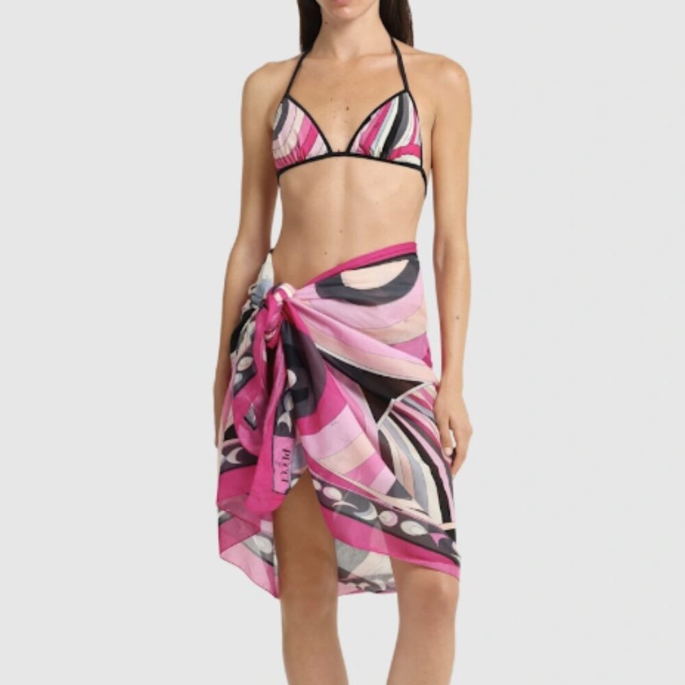 100% Authentic PUCCI Printed Cotton Pareo Sarong Skirt Wrap Style No. 81I-M57031